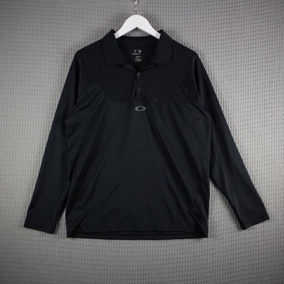 Oakley Brisk Long sleeve Polo Shirt Mens Large Black - Picture 1 of 8